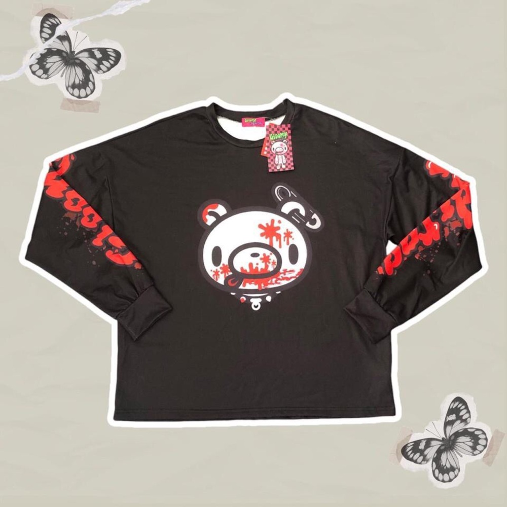 NWT ACDC Rag x Gloomy Bear Black and Red Oversized Long-sleeve Sweatshirt